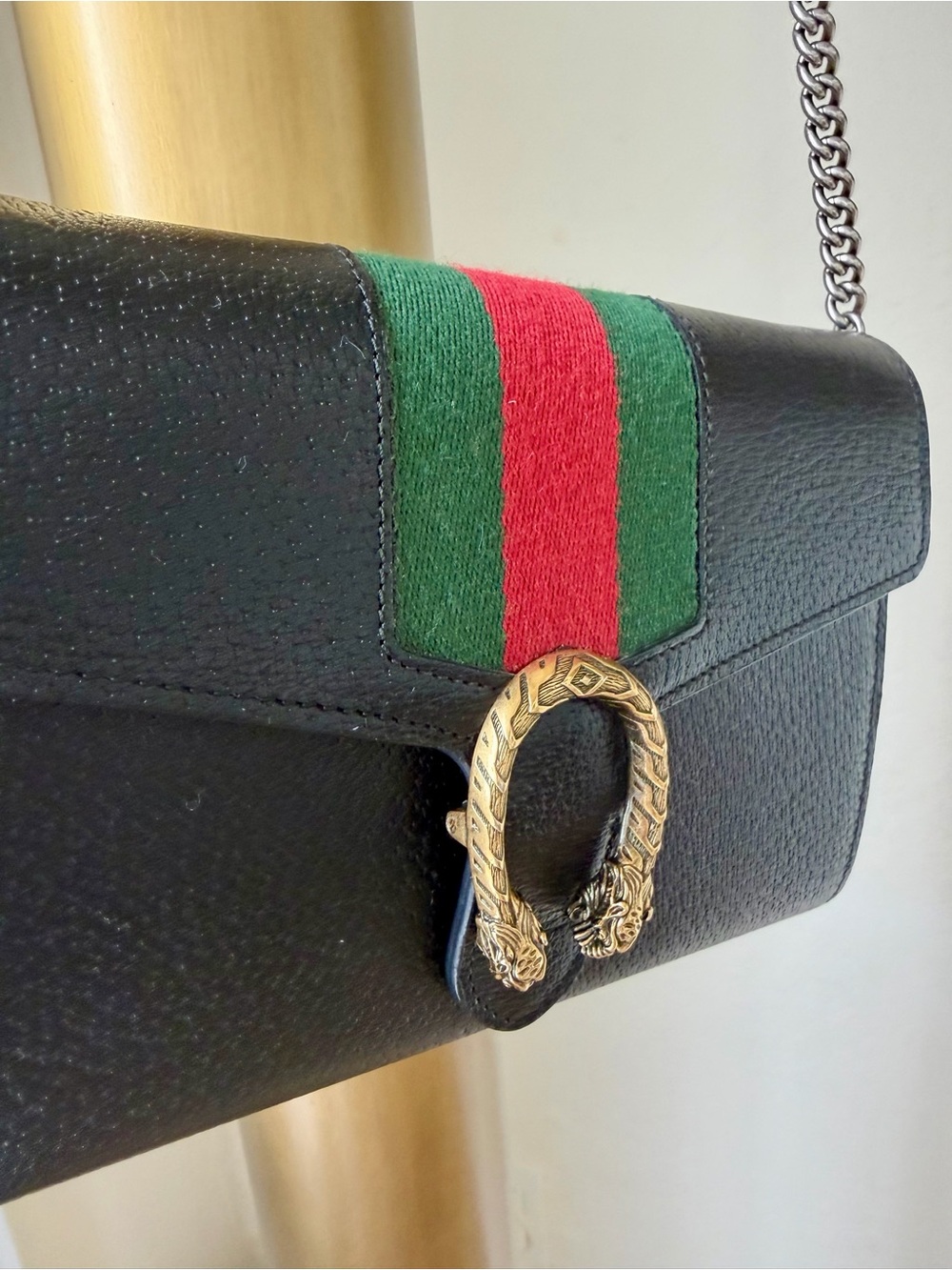 GUCCI Dionysus Black bag with Green and Red iconic Gucci web - Picture 7 of 14